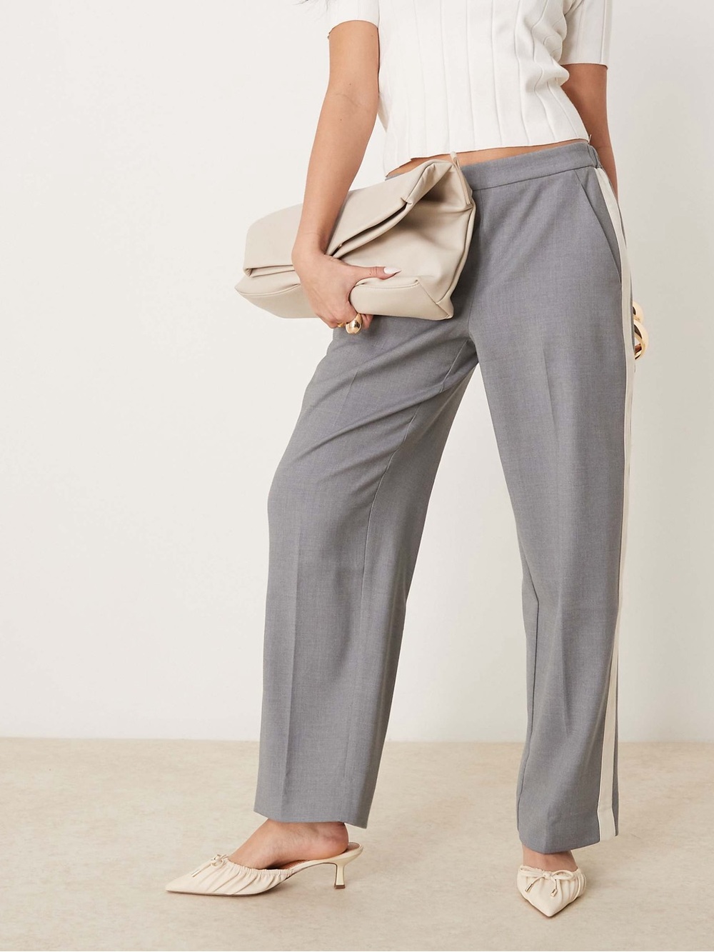 Abercrombie & Fitch‎ Side Stripe Pull On Pants Gray White Size M